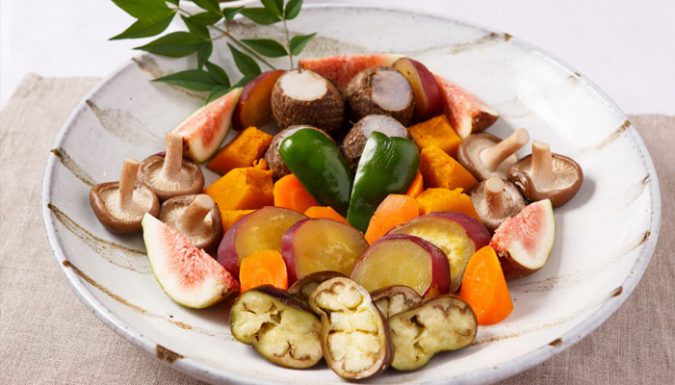 蒸し野菜の幽庵風