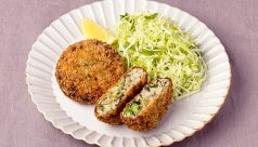 菜花と春うどの味噌メンチカツ