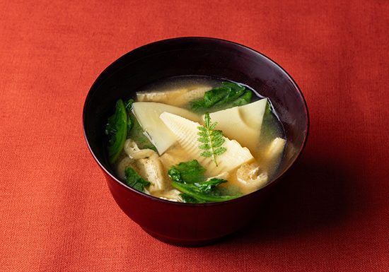 新たけのことルッコラの味噌汁