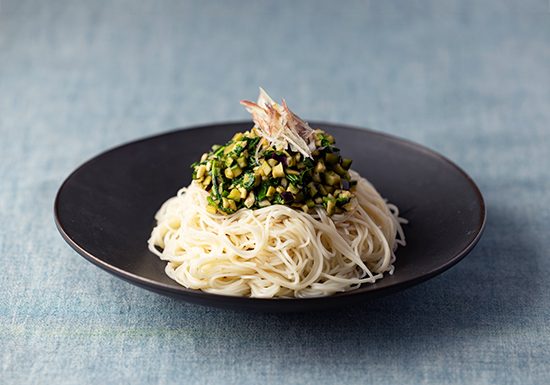 山形のだし風モロヘイヤそうめん